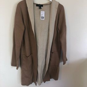 NWT Forever 21 Taupe/Camel Knit Cardigan with Hood